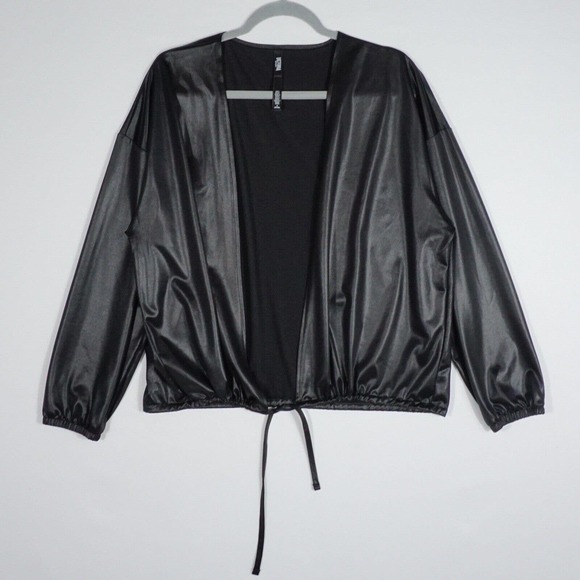 Victoria's Secret Sport Medium Black Wrap Cardigan Cover Up Tie Front Athleisure - Picture 1 of 8